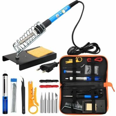 LAUWEXE Kit De Soldador 8 En 1, Estación De Soldadura De 60 W, Bomba De Soldadura, Soldadura Electrónica, Temperatura Ajustable, Portátil LAUWEXE Kit De Soldador 8 En 1, Estación De Soldadura De 60 W, Bomba De Soldadura, Soldadura Electrónica, Temperatura Ajustable, Portátil