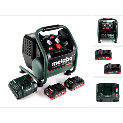 Metabo Power 160-5 18 Ltx Bl Of Compresor Sin Cable 18 V 8,0 Bar Sin Escobillas + 2x Lihd Paquete De Baterías 4,0 Ah + Cargador Metabo Power 160-5 18 Ltx Bl Of Compresor Sin Cable 18 V 8,0 Bar Sin Escobillas + 2x Lihd Paquete De Baterías 4,0 Ah + Cargador