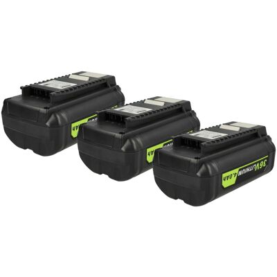 Vhbw 3x Batería Compatible Con Ryobi 40v Backpack Blower 40v 500 Cfm Jet Fan Herramienta (4000 Mah, Li-ion, 36 V) Vhbw 3x Batería Compatible Con Ryobi 40v Backpack Blower 40v 500 Cfm Jet Fan Herramienta (4000 Mah, Li-ion, 36 V)