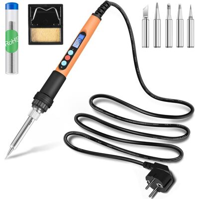 OEM Soldador De 90 W, Kit Profesional De Precisión Con Pantalla Lcd, Temperatura Ajustable De 180 A 480 °c, Soldador De Estaño Con 5 Puntas, Alambre De Soldadura, Soporte, Memoria, °c/°f, Soldador Eléctri OEM Soldador De 90 W, Kit Profesional De Precisión Con Pantalla Lcd, Temperatura Ajustable De 180 A 480 °c, Soldador De Estaño Con 5 Puntas, Alambre De Soldadura, Soporte, Memoria, °c/°f, Soldador Eléctri