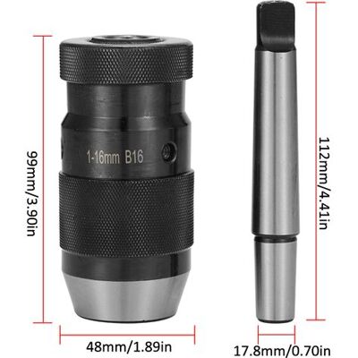 GOTRAYS Mandril De Taladro Autoajustable De Alta Resistencia Geevorks Con Mango, Cambio Rápido Integrado, Sin Llave Mt-b16, Rango De Sujeción De 1 A 16 Mm, B16 Mt2, Autoajustable Para Torno GOTRAYS Mandril De Taladro Autoajustable De Alta Resistencia Geevorks Con Mango, Cambio Rápido Integrado, Sin Llave Mt-b16, Rango De Sujeción De 1 A 16 Mm, B16 Mt2, Autoajustable Para Torno