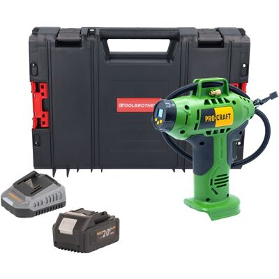 Compresor A Batería Procraft Lk20 20 V 11 Bar + 1 Batería 4,0 Ah + Cargador + Maletín De Herramientas Rhino Compresor A Batería Procraft Lk20 20 V 11 Bar + 1 Batería 4,0 Ah + Cargador + Maletín De Herramientas Rhino