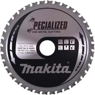 B-33423 Hoja Sierra Circular Tct Specialized 185x30mm 38t Metal - Makita B-33423 Hoja Sierra Circular Tct Specialized 185x30mm 38t Metal - Makita
