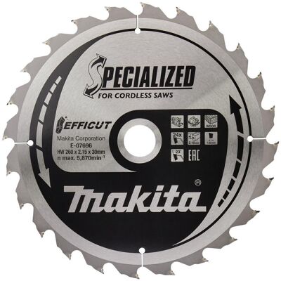 E-07705 Hoja Sierra Circular Efficut Tct 260x30mm 24 Dientes 2,15mmmadera - Makita E-07705 Hoja Sierra Circular Efficut Tct 260x30mm 24 Dientes 2,15mmmadera - Makita