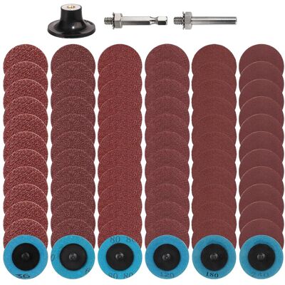 OEM 72 Discos De Lijado De Repuesto Rápido De 50 Mm, Discos De Lijado Roloc De 36/60/80/120/180/240 Con Soporte De 1/4', Para Herramienta De Amoladora Rotativa De Taladro OEM 72 Discos De Lijado De Repuesto Rápido De 50 Mm, Discos De Lijado Roloc De 36/60/80/120/180/240 Con Soporte De 1/4', Para Herramienta De Amoladora Rotativa De Taladro