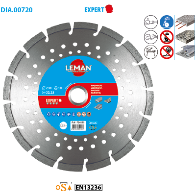 Leman D.230X38X2.4X10X22.2 - Disco de Diamantes para Construcción Leman D.230X38X2.4X10X22.2 - Disco de Diamantes para Construcción