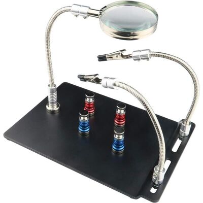 GOTRAYS Soporte Magnético Para Placas De Circuitos, Tercera Mano Para Soldar, Con Lupa GOTRAYS Soporte Magnético Para Placas De Circuitos, Tercera Mano Para Soldar, Con Lupa