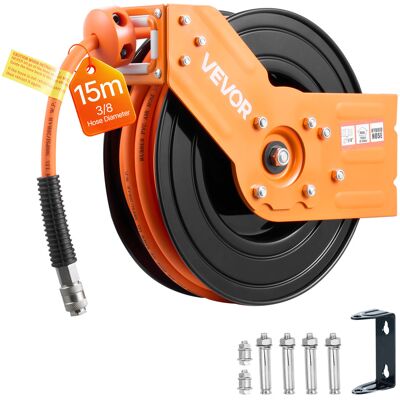 Vevor Carrete De Manguera De Aire Retráctil 15 M X 9,5 Mm, Manguera Para Compresor De Aire Presión Máxima De 300 Psi, Con Entrada De 1 M, Montaje En Techo O Pared Giratorio De 180° Para Talleres Vevor Carrete De Manguera De Aire Retráctil 15 M X 9,5 Mm, Manguera Para Compresor De Aire Presión Máxima De 300 Psi, Con Entrada De 1 M, Montaje En Techo O Pared Giratorio De 180° Para Talleres