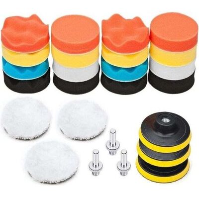 GOTRAYS Kit De Pulido De Coche De 25 Piezas, Disco De Esponja De Pulido De 75 Mm, Broca De Pulido Para Taladro, Cepillo De Pulido Para Amoladora, Almohadilla De Pulido Con Adaptador M10 GOTRAYS Kit De Pulido De Coche De 25 Piezas, Disco De Esponja De Pulido De 75 Mm, Broca De Pulido Para Taladro, Cepillo De Pulido Para Amoladora, Almohadilla De Pulido Con Adaptador M10