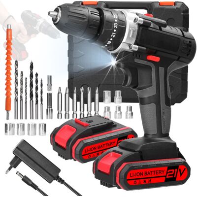 OEM Taladro Atornillador Inalámbrico De 21 V, Destornillador Inalámbrico Con 2 Baterías, 25 Ajustes De Torque, 3 Funciones, 2 Velocidades, Led, Para Proyectos De Bricolaje OEM Taladro Atornillador Inalámbrico De 21 V, Destornillador Inalámbrico Con 2 Baterías, 25 Ajustes De Torque, 3 Funciones, 2 Velocidades, Led, Para Proyectos De Bricolaje