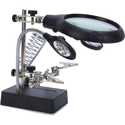 ECHOO Soporte Con Lupa Y 5 Led, Soldador Multifuncional, Tercera Mano Para Ingenieros Electrónicos, Relojeros Y Reparadores De Relojes. ECHOO Soporte Con Lupa Y 5 Led, Soldador Multifuncional, Tercera Mano Para Ingenieros Electrónicos, Relojeros Y Reparadores De Relojes.