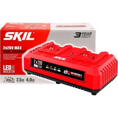 Skil Cargador 20v Max Rojo Para Batería De Doble Carga Skil Cargador 20v Max Rojo Para Batería De Doble Carga
