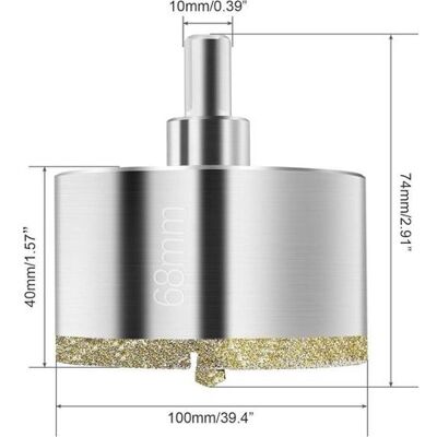 OEM Sierra De Corona De Diamante De 68 Mm, Broca De Diamante Con Guía Central, Sierra De Corona Con Revestimiento De Diamante Para Cortar Vidrio, Azulejos, Cerámica, Mármol Y Piedra Caliza. OEM Sierra De Corona De Diamante De 68 Mm, Broca De Diamante Con Guía Central, Sierra De Corona Con Revestimiento De Diamante Para Cortar Vidrio, Azulejos, Cerámica, Mármol Y Piedra Caliza.