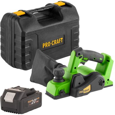 Procraft Pe20blbb Cepillo A Batería 20 V 82 Mm Sin Escobillas + 1 Batería 4,0 Ah + Maletín - Sin Cargador Procraft Pe20blbb Cepillo A Batería 20 V 82 Mm Sin Escobillas + 1 Batería 4,0 Ah + Maletín - Sin Cargador