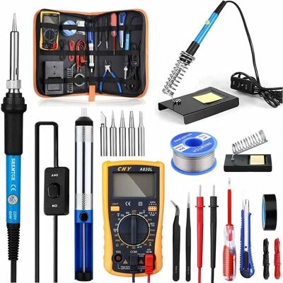 OEM Kit De Soldadura 21 En 1 Kartokner De 60 W Con Temperatura Ajustable, Multímetro Digital, Soldador Eléctrico De Precisión De 200-450 ℃ Con 5 Puntas De Soldadura, Bomba Desoldadora Y Estación De Desold OEM Kit De Soldadura 21 En 1 Kartokner De 60 W Con Temperatura Ajustable, Multímetro Digital, Soldador Eléctrico De Precisión De 200-450 ℃ Con 5 Puntas De Soldadura, Bomba Desoldadora Y Estación De Desold