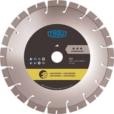 Disco De Corte De Diamante Dcu Premium D.230mm Taladro 22.23mm Construcción Univ.12mm Tyrolit Disco De Corte De Diamante Dcu Premium D.230mm Taladro 22.23mm Construcción Univ.12mm Tyrolit