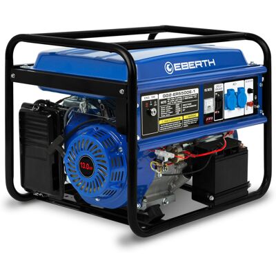 EBERTH Generador De Corriente (5500 Vatios, Monofásico, 2x 230v, 1x 12v, E-start, Motor De 13 Hp, Regulador Automático De Voltaje Avr, Voltímetro) Grupo Electrógeno EBERTH Generador De Corriente (5500 Vatios, Monofásico, 2x 230v, 1x 12v, E-start, Motor De 13 Hp, Regulador Automático De Voltaje Avr, Voltímetro) Grupo Electrógeno