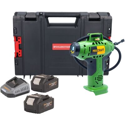 Compresor Con Batería Procraft Lk20 20 V 11 Bar + 2 Baterías De 4,0 Ah + Cargador + Maletín De Herramientas Rhino Compresor Con Batería Procraft Lk20 20 V 11 Bar + 2 Baterías De 4,0 Ah + Cargador + Maletín De Herramientas Rhino