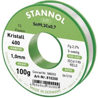 Stannol 810200 Flowtin TC Estaño sin plomo - Hilo de soldar Stannol 810200 Flowtin TC Estaño sin plomo - Hilo de soldar