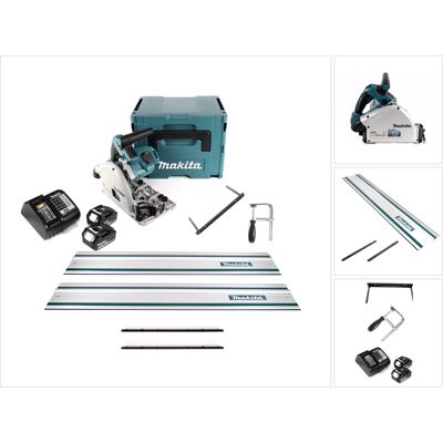 Sierra De Inmersión Sin Cable Makita Dsp 600 Stj 36v (2x 18v) Sin Escobillas + 2x Carril Guía + Tope Paralelo + Abrazaderas De Tornillo + Conector De Carril Guía + 2x Batería Recargable 5.0ah + Cargad Sierra De Inmersión Sin Cable Makita Dsp 600 Stj 36v (2x 18v) Sin Escobillas + 2x Carril Guía + Tope Paralelo + Abrazaderas De Tornillo + Conector De Carril Guía + 2x Batería Recargable 5.0ah + Cargad