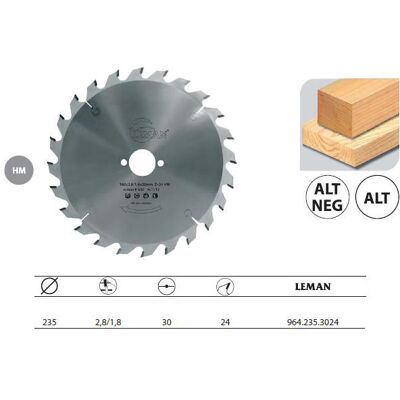 Leman Sierra Circular en Carburo 235x30x24z para Paneles de Madera Leman Sierra Circular en Carburo 235x30x24z para Paneles de Madera