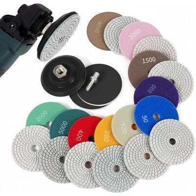 AMXCNOY Juego De 14 Discos De Pulido De Diamante De 100 Mm - Grano 50-8000 - Kit De Pulido De Mármol Con Placa De Soporte De Goma M14 - Fieltro De Lana Para Hormigón, Granito, Piedra, Mármol - Para AMXCNOY Juego De 14 Discos De Pulido De Diamante De 100 Mm - Grano 50-8000 - Kit De Pulido De Mármol Con Placa De Soporte De Goma M14 - Fieltro De Lana Para Hormigón, Granito, Piedra, Mármol - Para
