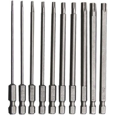 OEM Juego De 10 Puntas Torx Largas De Acero Al Cromo Vanadio, 75 Mm, Resistentes A La Corrosión, Para Taladros Eléctricos, Destornilladores Y Herramientas De Mantenimiento -crezuo OEM Juego De 10 Puntas Torx Largas De Acero Al Cromo Vanadio, 75 Mm, Resistentes A La Corrosión, Para Taladros Eléctricos, Destornilladores Y Herramientas De Mantenimiento -crezuo