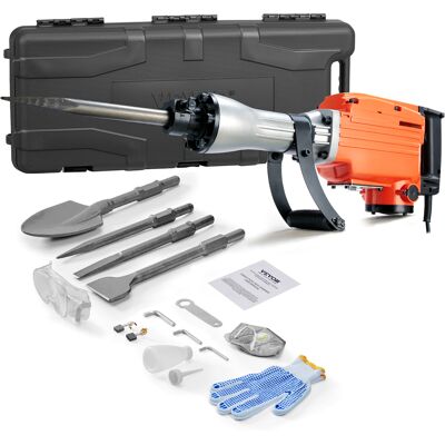 Mophorn - Vevor Martillo De Demolición 2200 W 1350 Bpm Martillo Electrico Con Cable 1-1/8' Con 4 Cinceles Reemplazables Mango Giratorio 360° Rompe Hormigón Antivibración Para Cincelar Construcción Fontanería Mophorn - Vevor Martillo De Demolición 2200 W 1350 Bpm Martillo Electrico Con Cable 1-1/8' Con 4 Cinceles Reemplazables Mango Giratorio 360° Rompe Hormigón Antivibración Para Cincelar Construcción Fontanería