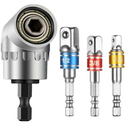 DPZO Broca Angular Y 3 Adaptadores Para Llave De Vaso (1/2", 3/8" Y 1/4"), Juego De Destornilladores Angulares De 105 Grados, Accesorios Magnéticos De Cambio Rápido Para Taladros Eléctricos. DPZO Broca Angular Y 3 Adaptadores Para Llave De Vaso (1/2", 3/8" Y 1/4"), Juego De Destornilladores Angulares De 105 Grados, Accesorios Magnéticos De Cambio Rápido Para Taladros Eléctricos.