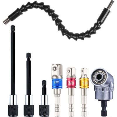 LIIYIELA Extensión Flexible Para Brocas (1 Unidad) + Adaptador De Broca En Ángulo Recto (1 Unidad) + Puntas Para Destornillador De Impacto (3 Unidades) + Soporte Para Puntas De Destornillador (3 Unidades) - Br LIIYIELA Extensión Flexible Para Brocas (1 Unidad) + Adaptador De Broca En Ángulo Recto (1 Unidad) + Puntas Para Destornillador De Impacto (3 Unidades) + Soporte Para Puntas De Destornillador (3 Unidades) - Br