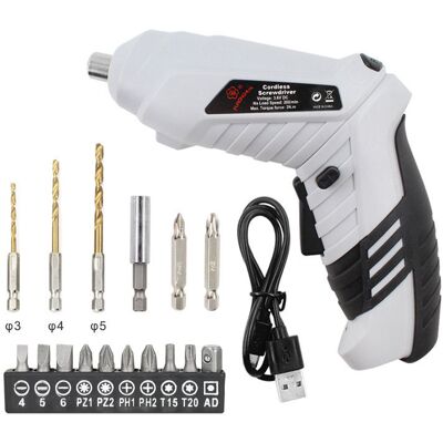 ZVD Mini Destornillador Eléctrico Inalámbrico Recargable - Batería De Litio De 1300 Mah - 10 Puntas Magnéticas - Velocidad De 250 Rpm ZVD Mini Destornillador Eléctrico Inalámbrico Recargable - Batería De Litio De 1300 Mah - 10 Puntas Magnéticas - Velocidad De 250 Rpm