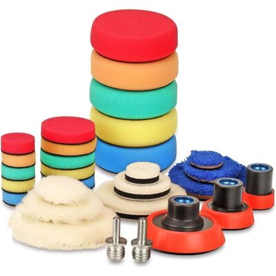 SOEKAVIA Juego De 29 Esponjas De Pulido De 25 Mm, 50 Mm Y 80 Mm Con Broca M14 Para Lijado Y Pulido De Automóviles Para Pulidoras De Doble Acción Ro/da. SOEKAVIA Juego De 29 Esponjas De Pulido De 25 Mm, 50 Mm Y 80 Mm Con Broca M14 Para Lijado Y Pulido De Automóviles Para Pulidoras De Doble Acción Ro/da.