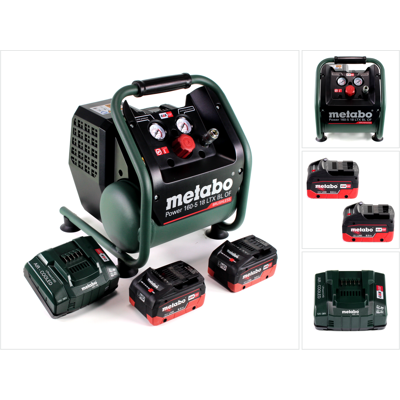 Metabo Power 160-5 18 Ltx Bl Of Compresor Sin Cable 18 V 8,0 Bar Sin Escobillas + 2x Batería Lihd 8,0 Ah + Cargador Metabo Power 160-5 18 Ltx Bl Of Compresor Sin Cable 18 V 8,0 Bar Sin Escobillas + 2x Batería Lihd 8,0 Ah + Cargador