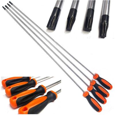 TRADE SHOP TRAESIO Trade Shop - Set 4 Pz Cacciaviti Torx Extra Lunghi Con Punta Magnetica 600 Mm T20 T25 T30 T40 - TRADE SHOP TRAESIO Trade Shop - Set 4 Pz Cacciaviti Torx Extra Lunghi Con Punta Magnetica 600 Mm T20 T25 T30 T40 -