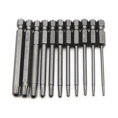 OEM Juego De 11 Puntas Torx Largas Para Destornilladores Y Taladros Eléctricos - Puntas Magnéticas - Vástago Hexagonal De 1/4" - Tamaños T6 A T40 - Longitud 100 Mm -crezuo OEM Juego De 11 Puntas Torx Largas Para Destornilladores Y Taladros Eléctricos - Puntas Magnéticas - Vástago Hexagonal De 1/4" - Tamaños T6 A T40 - Longitud 100 Mm -crezuo