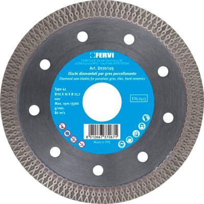 Fervi - D070/115 - 115x222 mm - Disco de diamante Fervi - D070/115 - 115x222 mm - Disco de diamante
