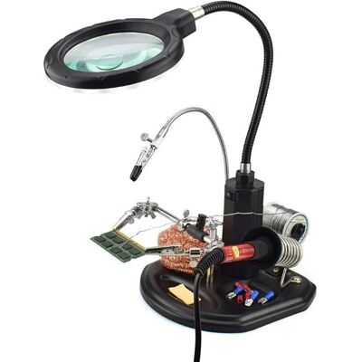 GOTRAYS Lupa De 2,5x A 4x, Lámpara Led, Soporte Para Soldador Con Pinzas Y Clips De Sujeción GOTRAYS Lupa De 2,5x A 4x, Lámpara Led, Soporte Para Soldador Con Pinzas Y Clips De Sujeción