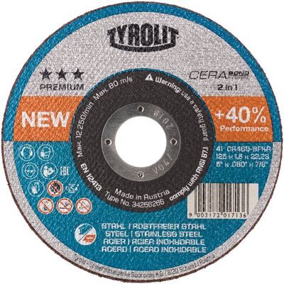 Disco De Corte Cerabond 2en1 D230x2mm Recto Inox / Taladro Acero 22,23mm Tyrolit (por 15) Disco De Corte Cerabond 2en1 D230x2mm Recto Inox / Taladro Acero 22,23mm Tyrolit (por 15)