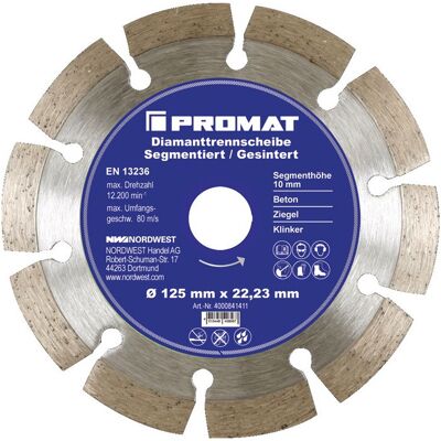 Disco De Corte De Diamante D.350mm Taladro 20mm Segmentado 10mm Promat Disco De Corte De Diamante D.350mm Taladro 20mm Segmentado 10mm Promat