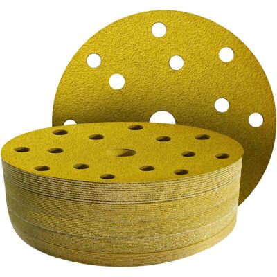OEM 50 Discos Abrasivos De 150 Mm, Grano 100 - Disco De Lijado De 150 Mm Con 15 Agujeros Para Lijadoras Orbitales Aleatorias De 150 Mm OEM 50 Discos Abrasivos De 150 Mm, Grano 100 - Disco De Lijado De 150 Mm Con 15 Agujeros Para Lijadoras Orbitales Aleatorias De 150 Mm