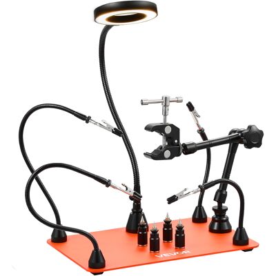Vevor Estación De Soldadura Magnetica De Tercera Mano Con Lámpara De Aumento Led 3x, 4 Soportes Para Pcb Y Pistola De Aire Caliente De 360 Grados, Para Reparaciones Electrónicas, Manualidades Vevor Estación De Soldadura Magnetica De Tercera Mano Con Lámpara De Aumento Led 3x, 4 Soportes Para Pcb Y Pistola De Aire Caliente De 360 Grados, Para Reparaciones Electrónicas, Manualidades