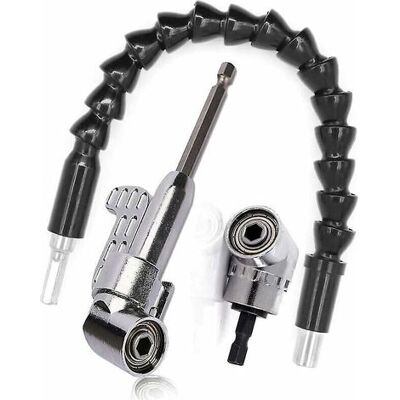 SIOKS Kit De Extensión Flexible Para Taladro De Ángulo Recto Con Broca De 105 Grados Y Adaptador Para Destornillador Con Vástago Hexagonal De 1/4". SIOKS Kit De Extensión Flexible Para Taladro De Ángulo Recto Con Broca De 105 Grados Y Adaptador Para Destornillador Con Vástago Hexagonal De 1/4".