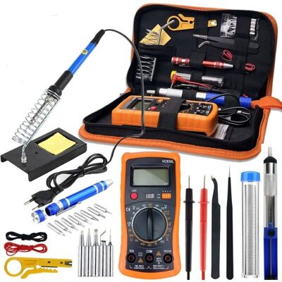 DPZO Kit De Soldador, Kit De Soldadura De 60 W, Temperatura Ajustable De 200 A 450 °f, Multímetro, 5 Puntas De Soldadura, Soldador De Estaño, Alambre De Soldadura, Pinzas, Pelacables, Soporte DPZO Kit De Soldador, Kit De Soldadura De 60 W, Temperatura Ajustable De 200 A 450 °f, Multímetro, 5 Puntas De Soldadura, Soldador De Estaño, Alambre De Soldadura, Pinzas, Pelacables, Soporte