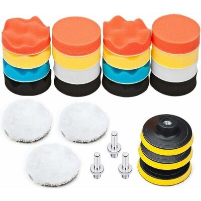 TEHTUY Kit De Pulido De Coches De 25 Piezas, Disco De Esponja De Pulido De 75 Mm, Broca De Pulido Para Taladro, Cepillo De Pulido Para Amoladora, Almohadilla De Pulido Con Adaptador M10 TEHTUY Kit De Pulido De Coches De 25 Piezas, Disco De Esponja De Pulido De 75 Mm, Broca De Pulido Para Taladro, Cepillo De Pulido Para Amoladora, Almohadilla De Pulido Con Adaptador M10
