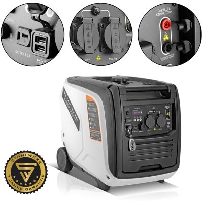 Stahlwerk Ig-4000 St Generador De Gasolina Inverter / Generador De Energía / Generador De Emergencia Con 4 Kw / 5,44 Cv De Potencia, Eficiente En Combustible Y Bajo Mantenimiento Stahlwerk Ig-4000 St Generador De Gasolina Inverter / Generador De Energía / Generador De Emergencia Con 4 Kw / 5,44 Cv De Potencia, Eficiente En Combustible Y Bajo Mantenimiento