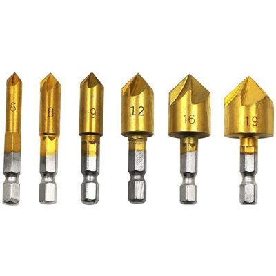 OEM Juego De Brocas Avellanadoras De 5 Filos De 6 A 19 Mm Con Vástago Hexagonal – Herramientas Para Trabajar La Madera Hss – Broca De Chaflán De 90° – Recubrimiento De Titanio OEM Juego De Brocas Avellanadoras De 5 Filos De 6 A 19 Mm Con Vástago Hexagonal – Herramientas Para Trabajar La Madera Hss – Broca De Chaflán De 90° – Recubrimiento De Titanio