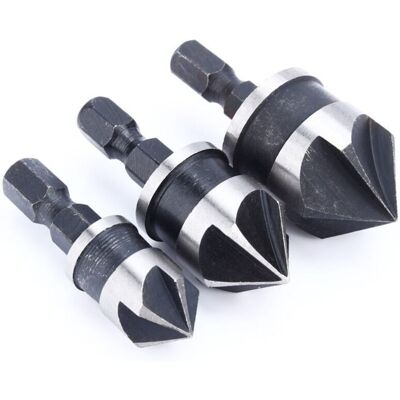 OEM Juego De 3 Brocas Avellanadoras, Fresa Hexagonal De Vástago De 90 Grados De 6,35 Mm (1/4 De Pulgada) Para Madera Y Metal, Broca De Chaflán De Madera De Cambio Rápido -crezuo OEM Juego De 3 Brocas Avellanadoras, Fresa Hexagonal De Vástago De 90 Grados De 6,35 Mm (1/4 De Pulgada) Para Madera Y Metal, Broca De Chaflán De Madera De Cambio Rápido -crezuo