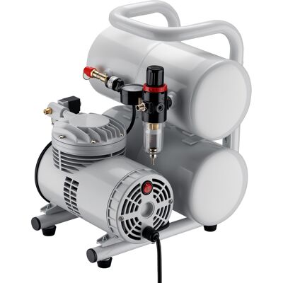 Wiltec Compresor Para Aerógrafo As06t 1/4 Cv Con Accesorios, Para Pistola Aerográfica Con Alto Caudal De Aire 65-69 L/min, Potente Aire Comprimido 3,2 Bares, Para Diseño Con Aerógrafo Wiltec Compresor Para Aerógrafo As06t 1/4 Cv Con Accesorios, Para Pistola Aerográfica Con Alto Caudal De Aire 65-69 L/min, Potente Aire Comprimido 3,2 Bares, Para Diseño Con Aerógrafo