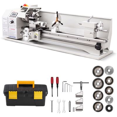Vevor Torno De Metal Sobremesa 1100 W, 220x762 Mm, Velocidad Variable 3000 Rpm, Con Motor Sin Escobillas, 8 Roscas Metricas Y 8 Imperiales, Engranajes Metálicos, Para Torneado Y Roscado De Metales Vevor Torno De Metal Sobremesa 1100 W, 220x762 Mm, Velocidad Variable 3000 Rpm, Con Motor Sin Escobillas, 8 Roscas Metricas Y 8 Imperiales, Engranajes Metálicos, Para Torneado Y Roscado De Metales