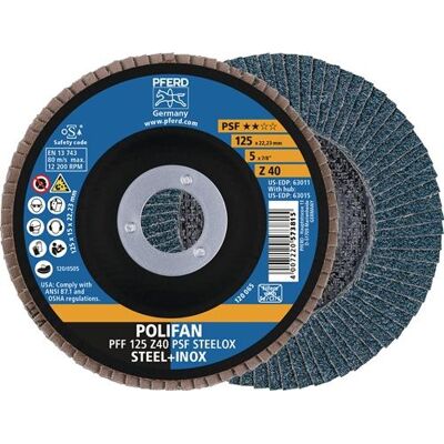 Pferd - Disque À Lamelles D.125mm K.60 Fl.va (inox) Zk Z (par 10) Pferd - Disque À Lamelles D.125mm K.60 Fl.va (inox) Zk Z (par 10)